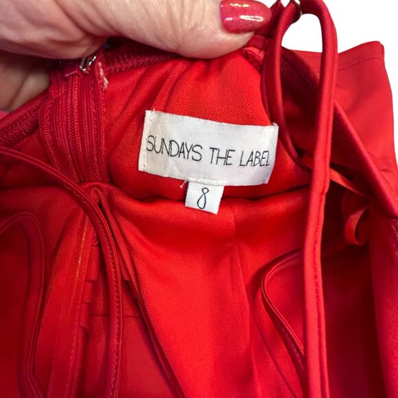 SNDY Sundays the Label Red Dress - Size 8 - Picture 8 of 12